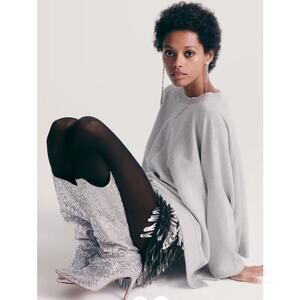 Free People Vicenza After Midnight Silver Knee High Heel Boots Size US 11